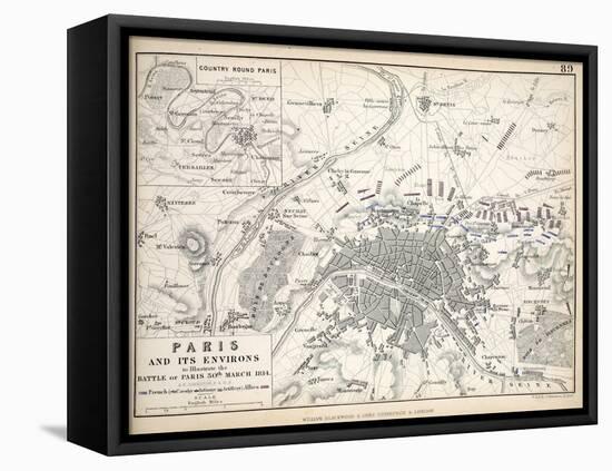 Paris and it's Environs, to Illustrate the Battle of Paris, 30th March, 1814, Published C.1830s-Alexander Keith Johnston-Framed Premier Image Canvas