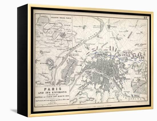 Paris and it's Environs, to Illustrate the Battle of Paris, 30th March, 1814, Published C.1830s-Alexander Keith Johnston-Framed Premier Image Canvas