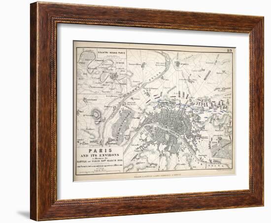 Paris and it's Environs, to Illustrate the Battle of Paris, 30th March, 1814, Published C.1830s-Alexander Keith Johnston-Framed Giclee Print