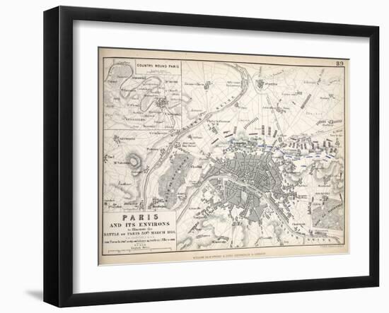 Paris and it's Environs, to Illustrate the Battle of Paris, 30th March, 1814, Published C.1830s-Alexander Keith Johnston-Framed Giclee Print