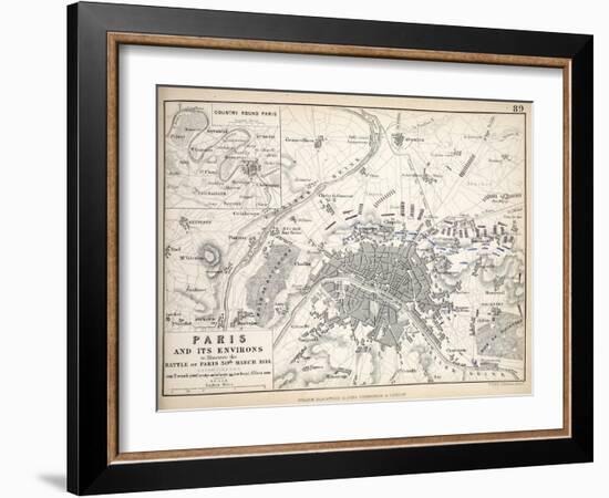 Paris and it's Environs, to Illustrate the Battle of Paris, 30th March, 1814, Published C.1830s-Alexander Keith Johnston-Framed Giclee Print