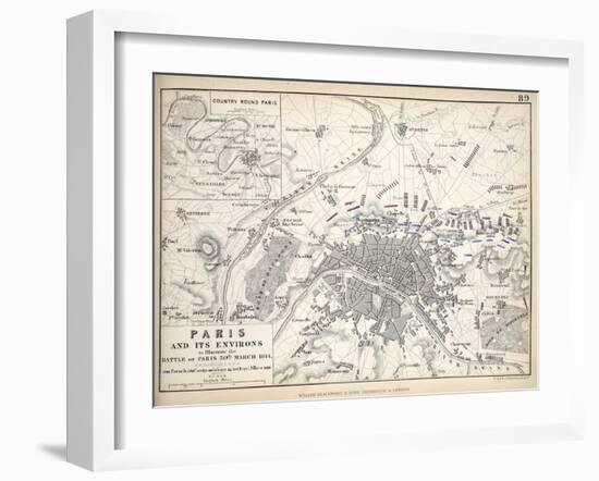 Paris and it's Environs, to Illustrate the Battle of Paris, 30th March, 1814, Published C.1830s-Alexander Keith Johnston-Framed Giclee Print