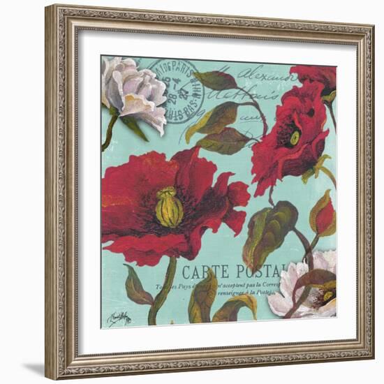 Paris Aqua Flowers I-Elizabeth Medley-Framed Art Print