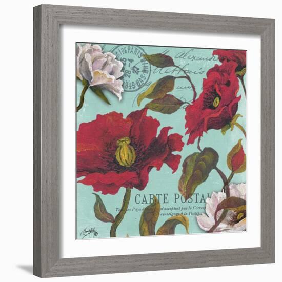 Paris Aqua Flowers I-Elizabeth Medley-Framed Art Print