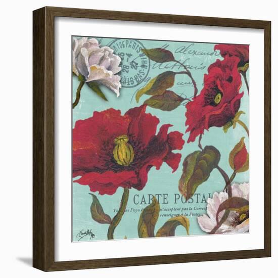 Paris Aqua Flowers I-Elizabeth Medley-Framed Art Print