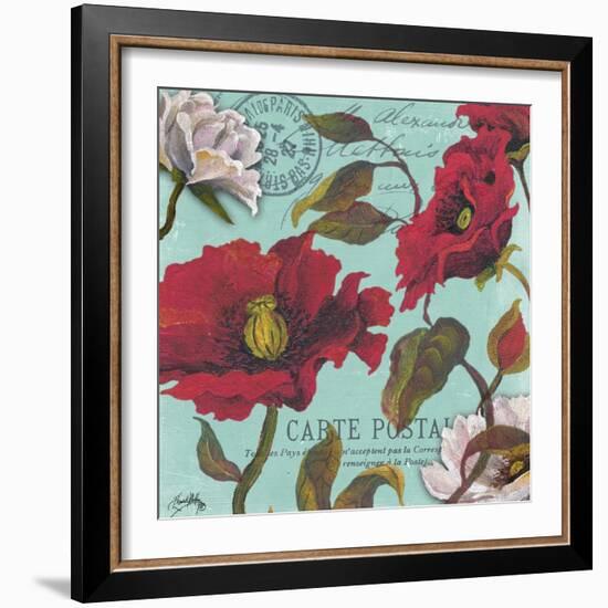 Paris Aqua Flowers I-Elizabeth Medley-Framed Art Print