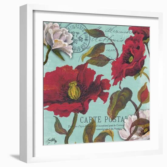 Paris Aqua Flowers I-Elizabeth Medley-Framed Art Print