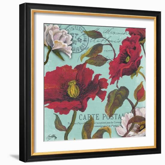 Paris Aqua Flowers I-Elizabeth Medley-Framed Art Print