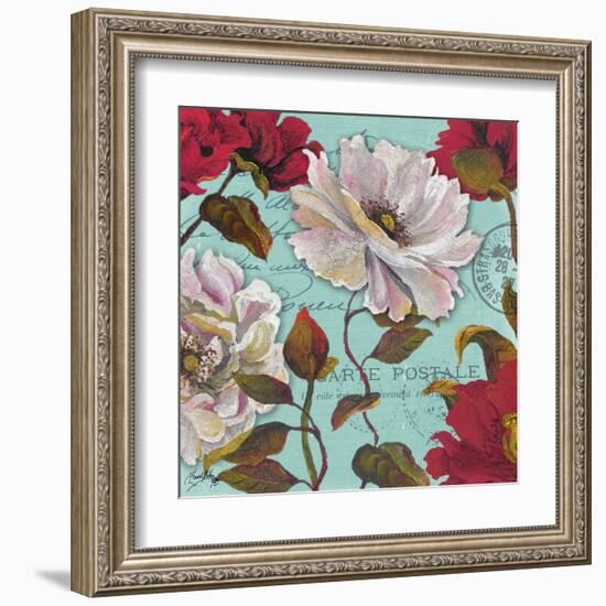 Paris Aqua Flowers II-Elizabeth Medley-Framed Art Print