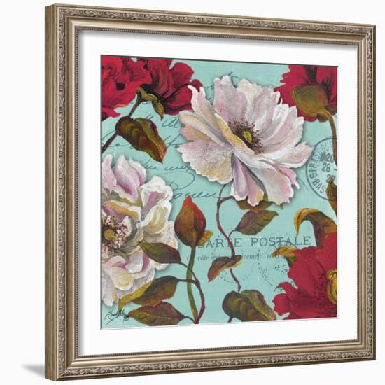 Paris Aqua Flowers II-Elizabeth Medley-Framed Art Print