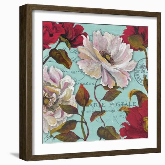 Paris Aqua Flowers II-Elizabeth Medley-Framed Art Print