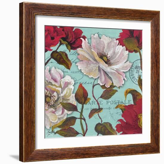 Paris Aqua Flowers II-Elizabeth Medley-Framed Art Print