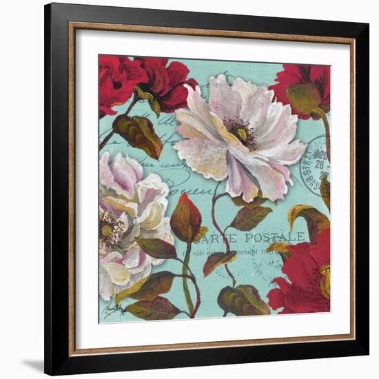 Paris Aqua Flowers II-Elizabeth Medley-Framed Art Print