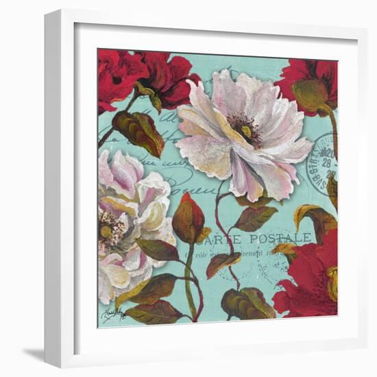 Paris Aqua Flowers II-Elizabeth Medley-Framed Art Print