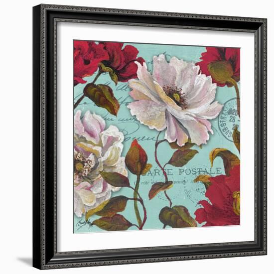 Paris Aqua Flowers II-Elizabeth Medley-Framed Art Print