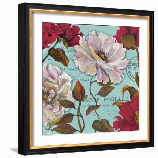 Paris Aqua Flowers II-Elizabeth Medley-Framed Art Print