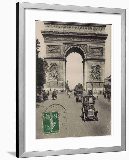 Paris: Arc De Triomphe with Early Cars-null-Framed Photographic Print