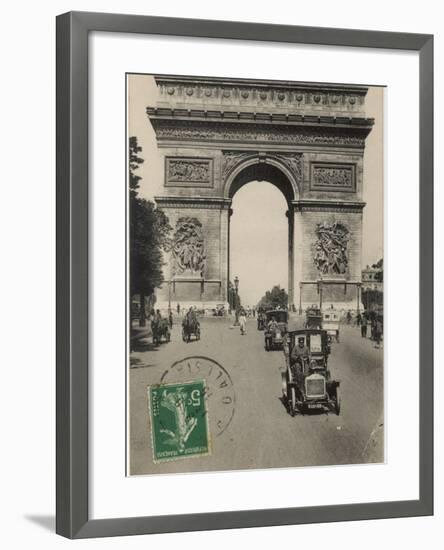 Paris: Arc De Triomphe with Early Cars-null-Framed Photographic Print