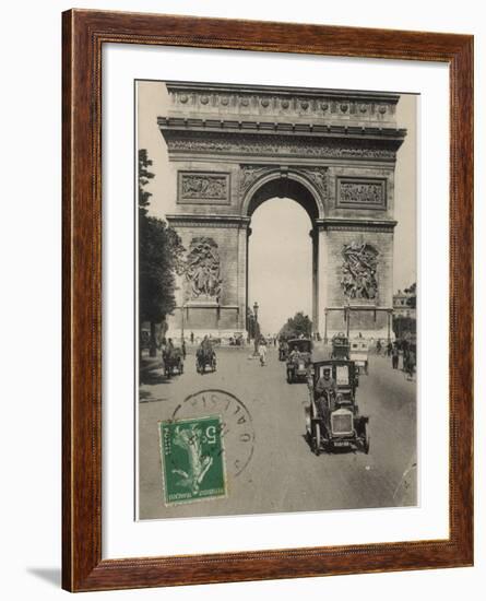 Paris: Arc De Triomphe with Early Cars-null-Framed Photographic Print