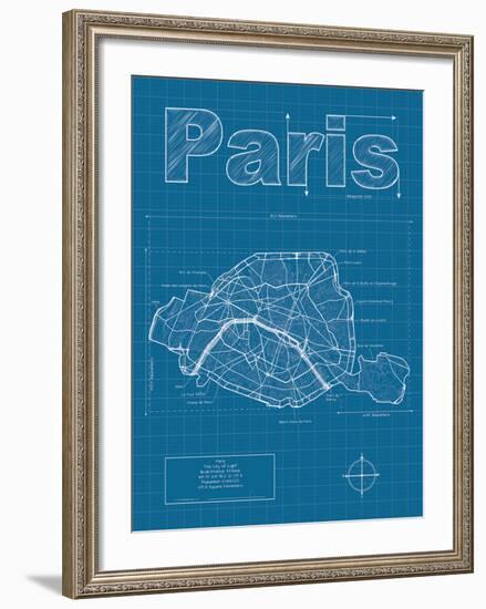 Paris Artistic Blueprint Map-Christopher Estes-Framed Art Print