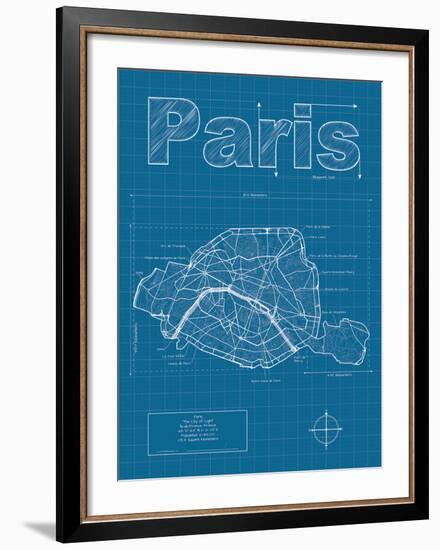 Paris Artistic Blueprint Map-Christopher Estes-Framed Art Print