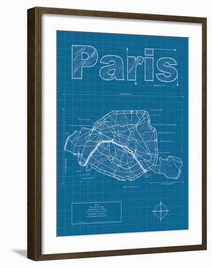 Paris Artistic Blueprint Map-Christopher Estes-Framed Art Print