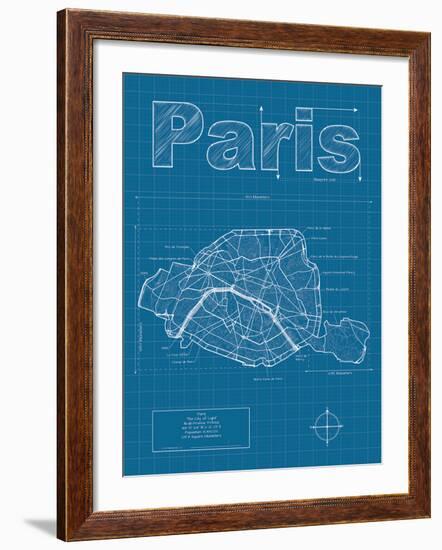 Paris Artistic Blueprint Map-Christopher Estes-Framed Art Print