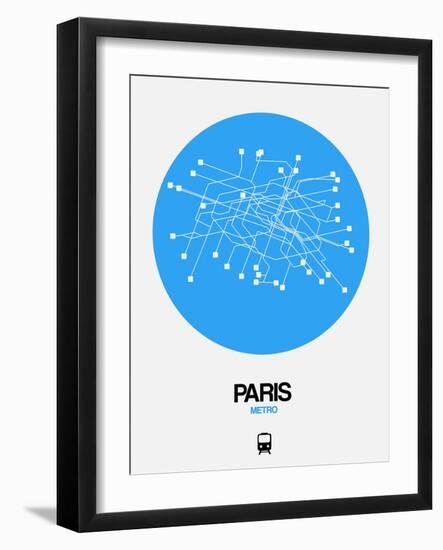 Paris Blue Subway Map-NaxArt-Framed Art Print