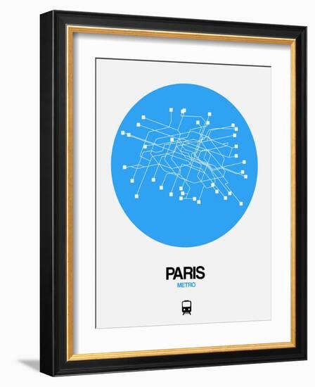 Paris Blue Subway Map-NaxArt-Framed Art Print