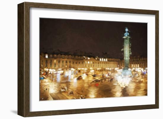 Paris by Night - In the Style of Oil Painting-Philippe Hugonnard-Framed Giclee Print