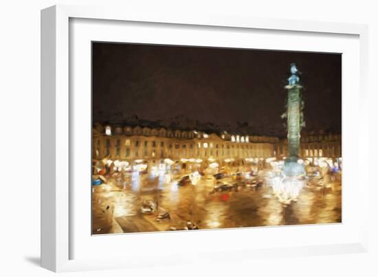 Paris by Night - In the Style of Oil Painting-Philippe Hugonnard-Framed Giclee Print