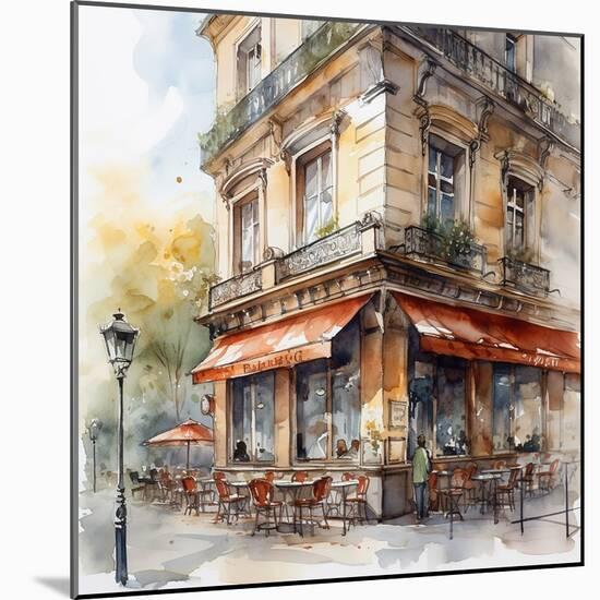 Paris Cafe 11-LSR Design Studio-Mounted Art Print