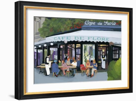 Paris cafe and garcon and guests,2015-Hiroyuki Izutsu-Framed Premium Giclee Print