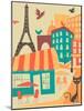 Paris Café-Jazzberry Blue-Mounted Art Print