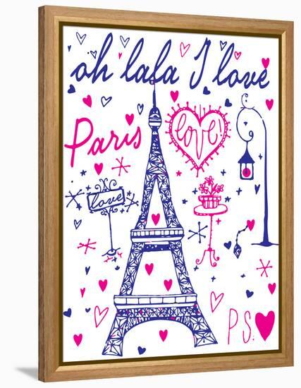 Paris Calligraphy - Set of Hand-Lettered Design Elements-emeget-Framed Stretched Canvas