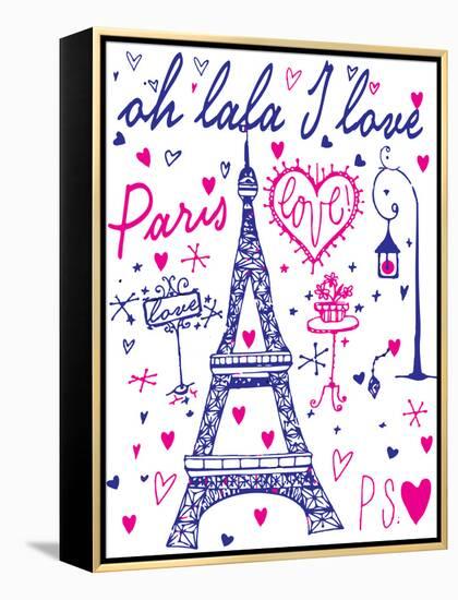 Paris Calligraphy - Set of Hand-Lettered Design Elements-emeget-Framed Stretched Canvas