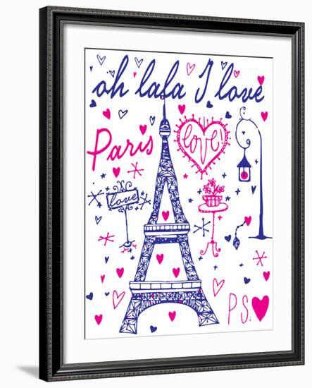 Paris Calligraphy - Set of Hand-Lettered Design Elements-emeget-Framed Art Print