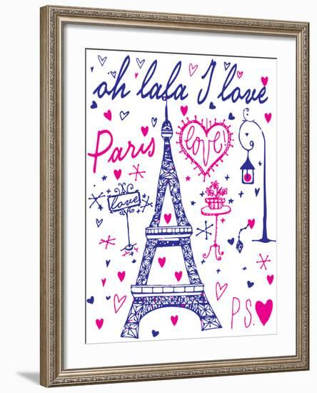 Paris Calligraphy - Set of Hand-Lettered Design Elements-emeget-Framed Art Print