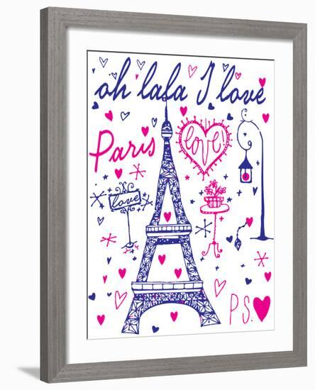 Paris Calligraphy - Set of Hand-Lettered Design Elements-emeget-Framed Art Print