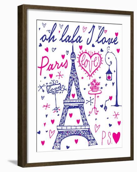 Paris Calligraphy - Set of Hand-Lettered Design Elements-emeget-Framed Art Print