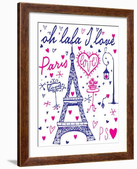 Paris Calligraphy - Set of Hand-Lettered Design Elements-emeget-Framed Art Print