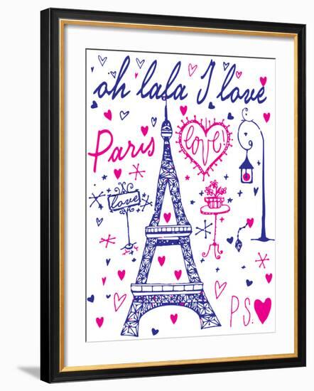 Paris Calligraphy - Set of Hand-Lettered Design Elements-emeget-Framed Art Print