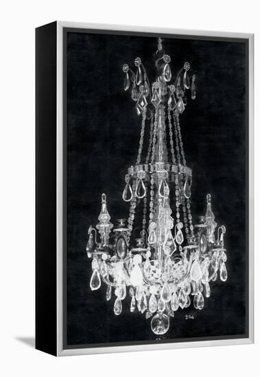 Paris Chandelier on Black 1-Morgan Yamada-Framed Stretched Canvas