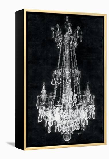 Paris Chandelier on Black 1-Morgan Yamada-Framed Stretched Canvas