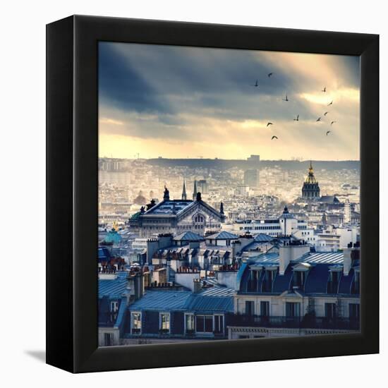 Paris Cityscape Taken from Montmartre-dellm60-Framed Stretched Canvas