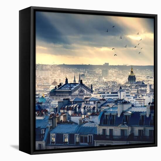 Paris Cityscape Taken from Montmartre-dellm60-Framed Stretched Canvas