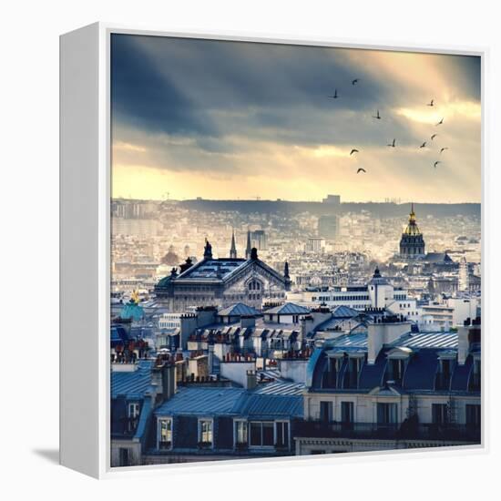 Paris Cityscape Taken from Montmartre-dellm60-Framed Stretched Canvas