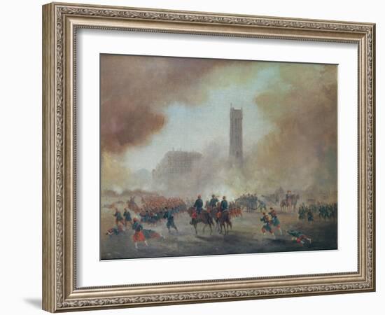 Paris Commune: Fighting in Front of the Tour Saint-Jacques, 1871 (Oil on Canvas)-Gustave Clarence Rodolphe Boulanger-Framed Giclee Print