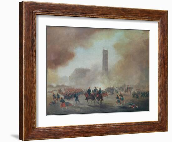 Paris Commune: Fighting in Front of the Tour Saint-Jacques, 1871 (Oil on Canvas)-Gustave Clarence Rodolphe Boulanger-Framed Giclee Print