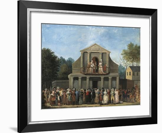 Paris, Farcical Scene in Front of Saint-Laurent Fair Theatre by Unknown Artist-null-Framed Giclee Print